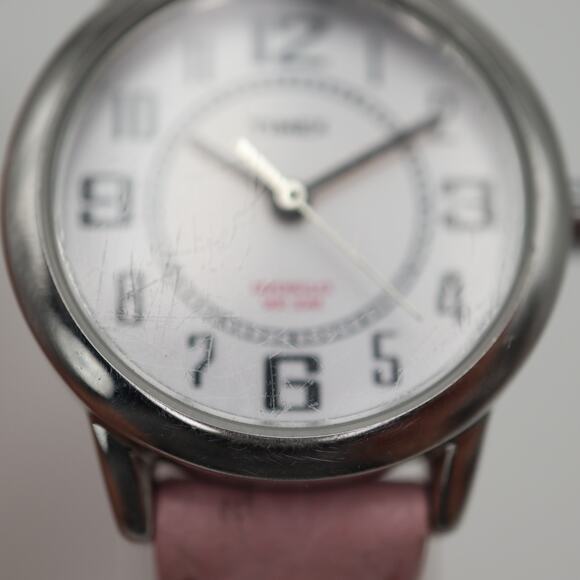 Timex Womens Pink Indiglo Light Easy Read Watch 25mm Dial Leather w New Battery - Picture 8 of 16